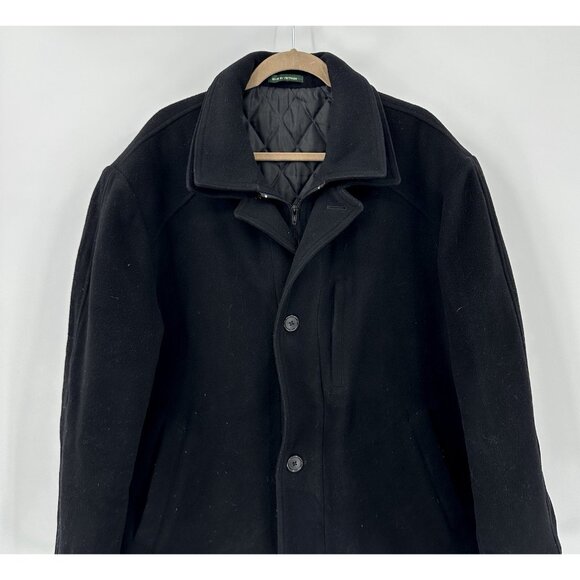 LAUREN RALPH LAUREN car coat outerwear cashmere wool blend quilted black 46R - Picture 4 of 14